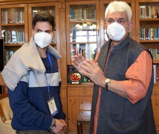 Lt. Governor Manoj Sinha meets NEET 2020 Topper Basit Bilal Khan