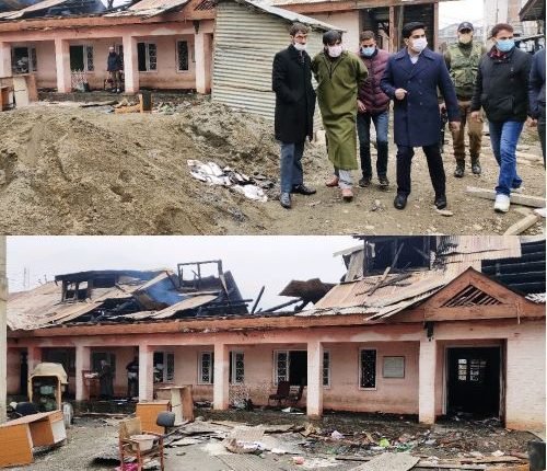 DC Bandipora Dr. Owais Ahmad inspects Tehsil Building damaged in fire incident