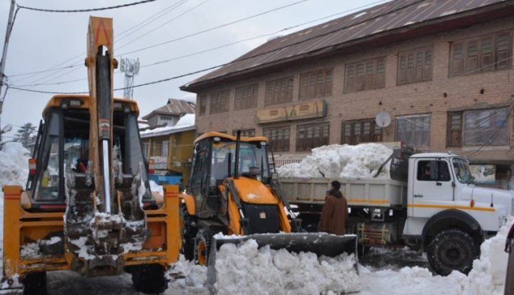 Tippers pressed into service to lift snow from roads at Shopian