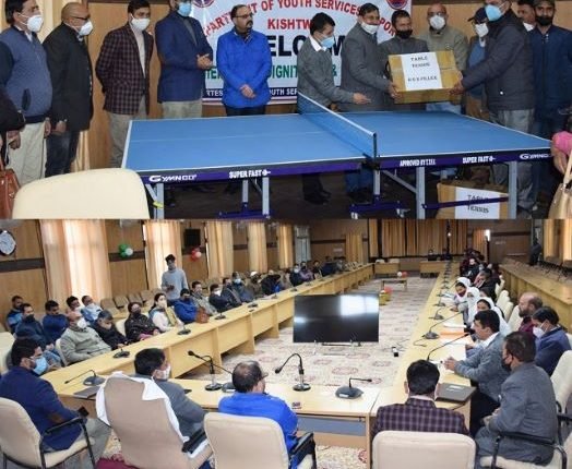 DC Kishtwar distributes TT tables, sports kits among 20 Hr Sec Schools