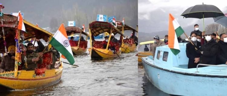 Advisor Baseer Khan flags off Mega Shikara rally at Dal Lake