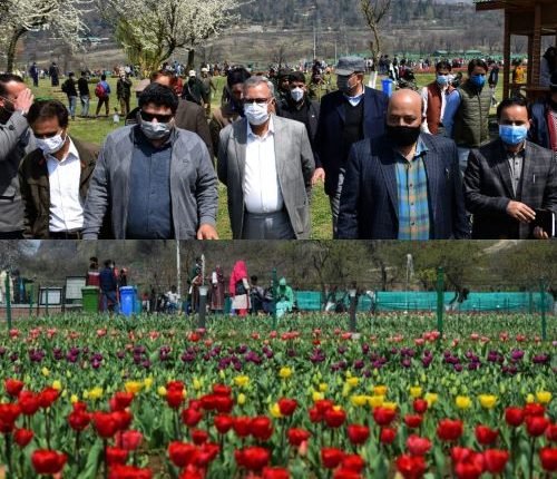 Advisor Farooq Khan visits Tulip Garden, Badamwari