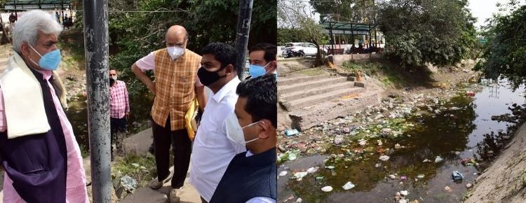 Lt Governor visits Ranbir Canal, Road widening sites on  Jammu-Akhnoor road