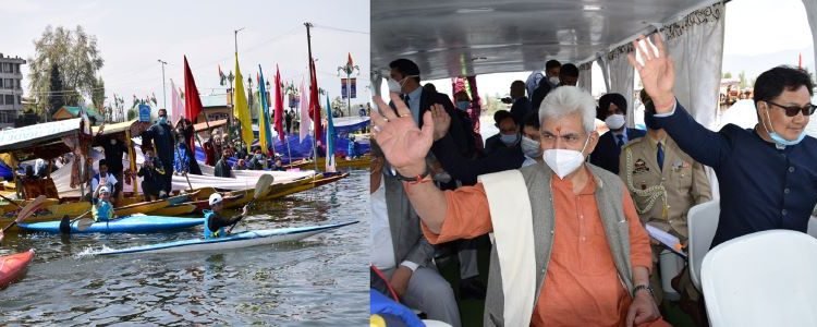 LG Manoj Sinha, Union MoS Kiren Rijiju inaugurate Khelo India Centre of Excellence "Water Sports Academy" at Nehru Park