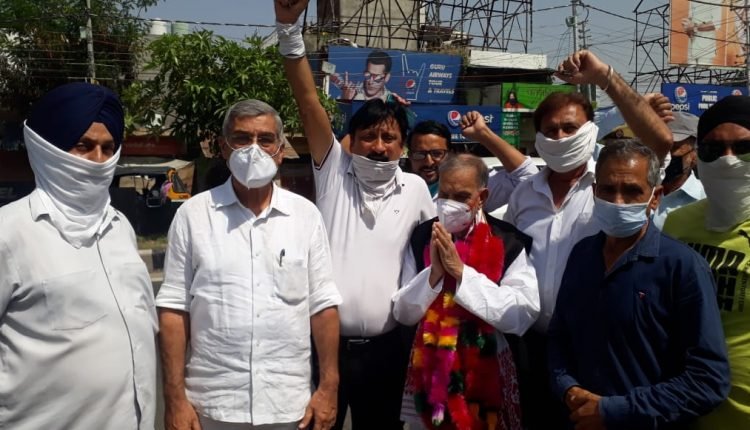 Prof. Bhim Singh was given grand reception at Jammu Airport  on his return from New Delhi  