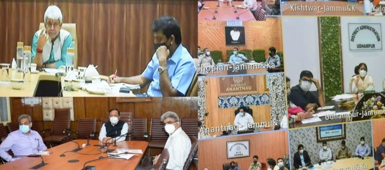 Lieutenant Governor, Manoj Sinha today chaired a series of meetings with the members of the Covid Task Force, Deputy Commissioners,