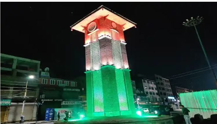 J&K: Famous Clock Tower at Srinagar illuminated in Tricolour ahead of 75th Independence Day celebrations