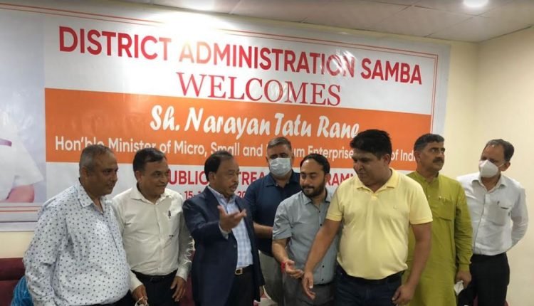 Industrial association (BBIA), Jammu present many demands to Union Minister Mr. Rane, to boost industrial section in J&K