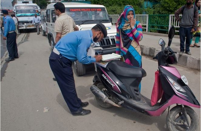 Traffic Police City Srinagar initiates action against two wheelers