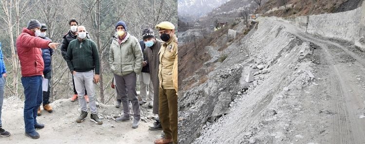 DC Ramban inspects sinking road at Hirnihal Khari