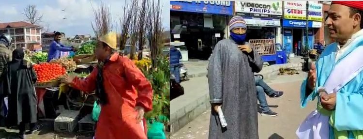 Cultural Unit Srinagar of DIPR raises awareness on Covid-19 at various Srinagar areas