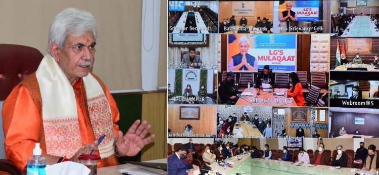 Lt Governor interacts with applicants of JK-IGRAMS ; Out of 1.89 lakh grievances received, 1.85 lakh have been resolved