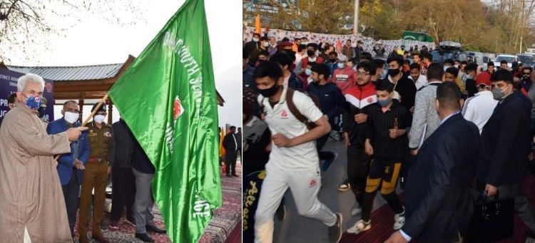 Lt Governor flags off 'Spring Run for Drug-Free Srinagar' at Dal Lake