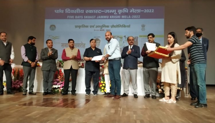 Dr. Ashwani felicitated in SKUAST Jammu Krishi Mela 2022, inaugurated by LG Manoj Sinha