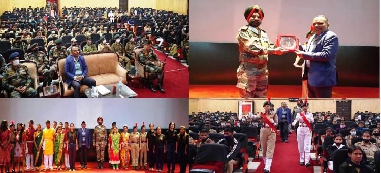 Div Com Kashmir Pandurang K. Pole visits Ek Bharat Shreshth Bharat NCC Camp at Rangreth