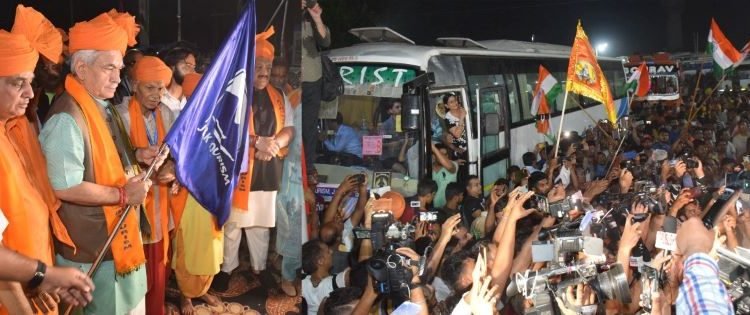 Lt Governor flags off the first batch of Shri Amarnath Ji Pilgrims