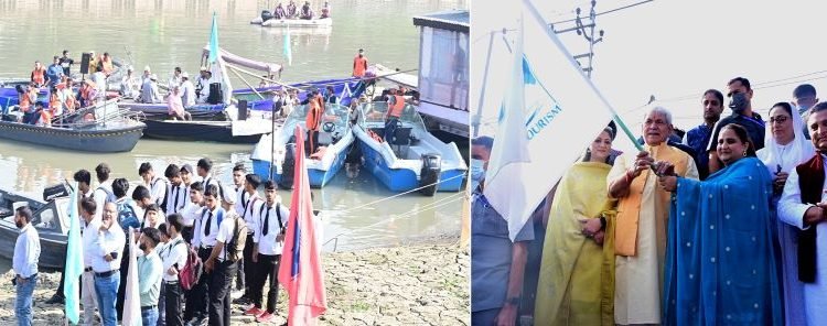 Lt Governor flags off fleet of boats & shikaras from Zero Bridge to Ganderbal to commemorate the Urs of Syed Qamar-ud-Din Bukhari (RA)