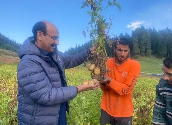 Director Agri Kmr visits Potato Development farm Bosian, Baramulla