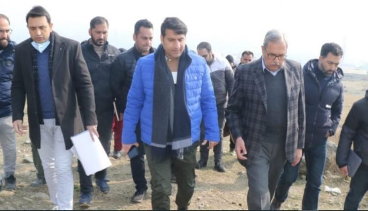 DC Srinagar inspects the construction site for Migrant Transit Accommodation at Zewan