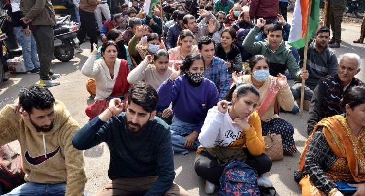 Section 144 has been imposed as Kashmiri Pandits protest in Jammu demanding the relocation and payment of their pending salaries