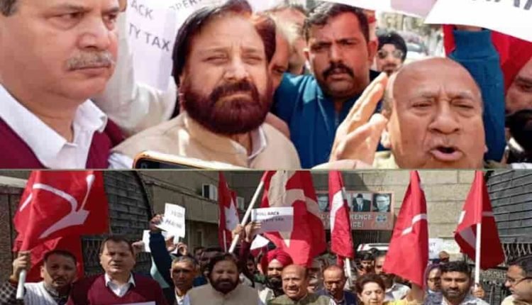 NC stages vigorous protest against imposition of property tax in J&K