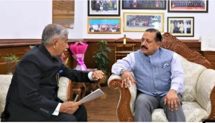 Lt. Governor of Ladakh, Brig. B.D. Mishra (Retd.) calls on Union Minister Dr Jitendra Singh and discussed development issues