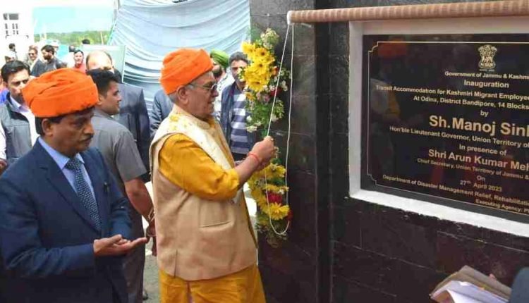 Lt Governor inaugurates newly constructed 224 residential transit accommodations for PM Package employees at Odina Bandipora