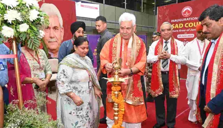 Lt Governor inaugurates SMVDSB’s Prasad cum Souvenir Counter in departure area of Jammu Airport