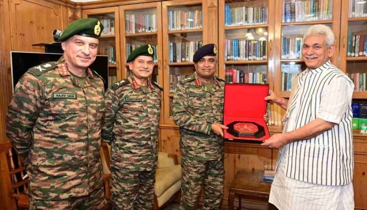 Chief of Army Staff  General Manoj Pande calls on Lt Governor Manoj Sinha