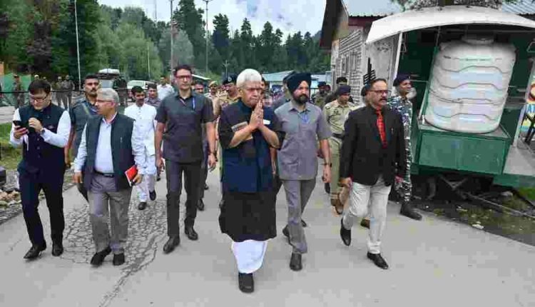 Lt Governor Manoj Sinha visits Nunwan, Chandanwari base camps