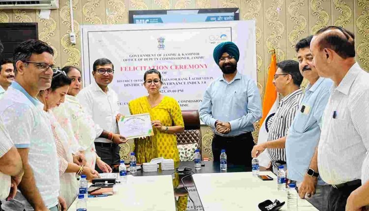 DC Jammu felicitates officers with excellent performance