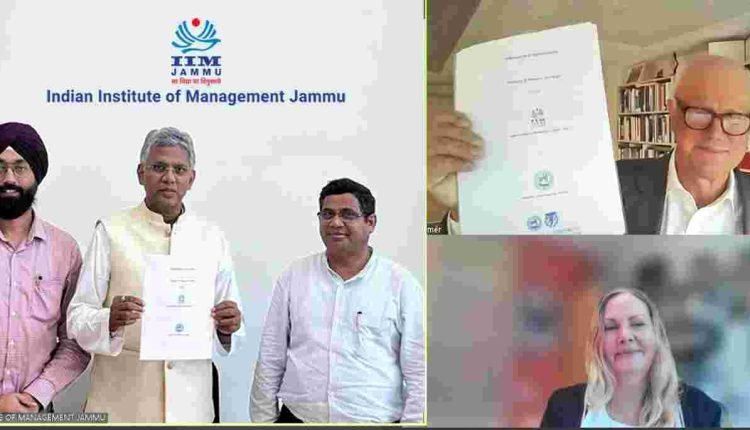 IIM Jammu inks pact with University of Gothenburg, Sweden for Academic & Research Exchange