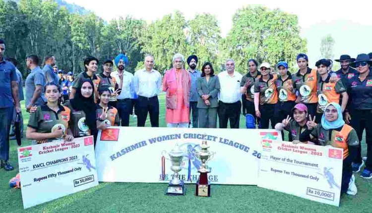 Lt Governor attends the final match of Kashmir Women Cricket League in Srinagar