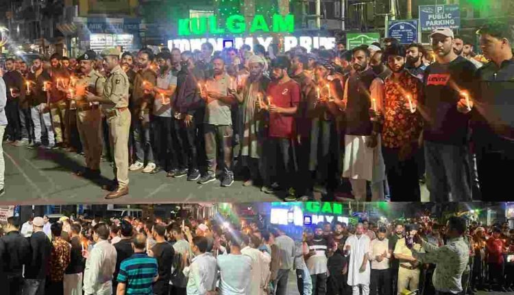 Candlelight march held at Kulgam in memory of the supreme sacrifice of security officers at Kokernag