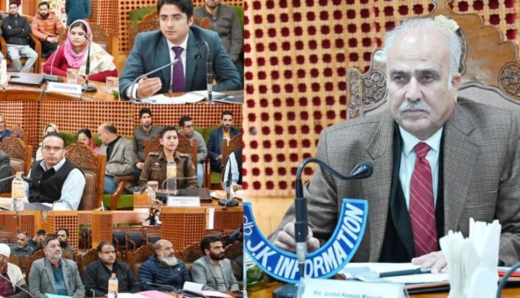 Justice (Retd) Hasnain Masoodi chairs DISHA meeting at Shopian; reviews physical, financial progress of CSSs