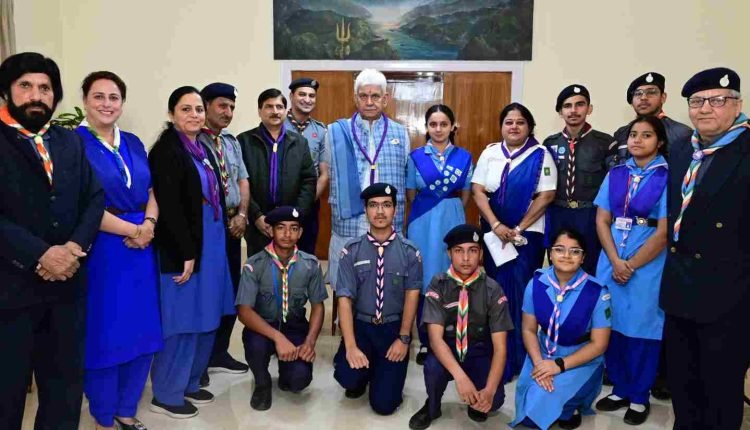 Lt Governor Presented with ‘Bharat Scouts & Guides Flag Sticker’ on its Foundation Day Celebration