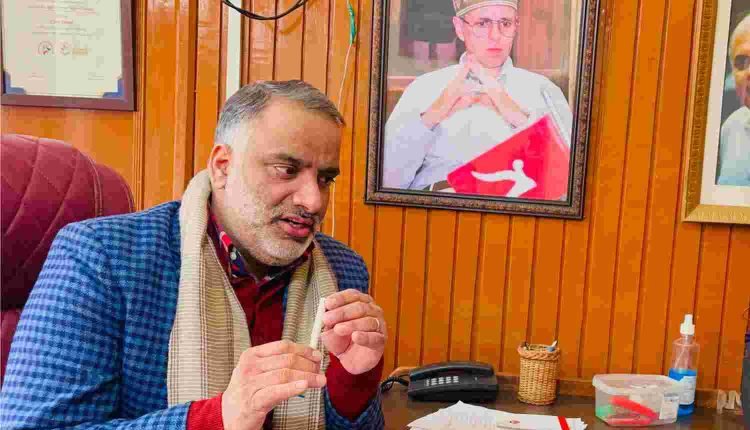 Salman Sagar chairs a review meeting of YNC office bearers at Nawa-e-Subha, Srinagar