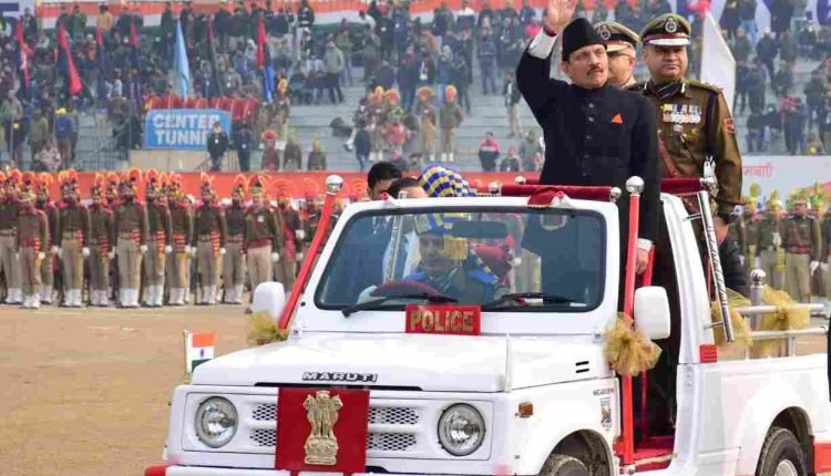 Advisor Bhatnagar unfurls National Flag at Bakshi Stadium, Srinagar on Republic Day