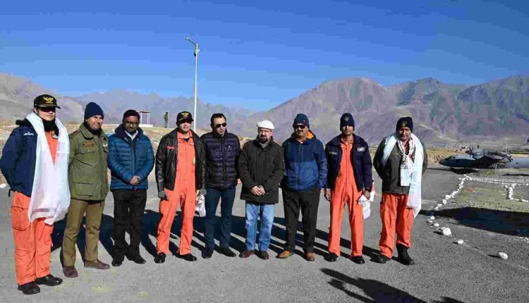 CEC Kargil, Secretary Civil Aviation, DC Kargil welcome Indian Air Force Pilots on inauguration of AN-32 Kargil Courier Service