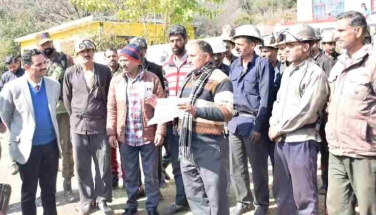 DC Rajouri interacts with workers at Moughla Coal Mine
