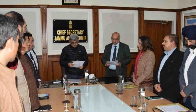 Chief Secretary administers oath to Rajesh Sharma as JKWRRA member