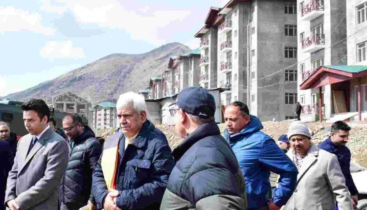 Lt Governor conducts on-site inspection and reviews ongoing construction work of Transit Accommodation at Zewan