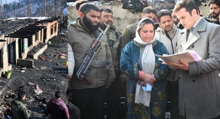 Sakeena Itoo visits Kulgam fire affected families, hands over Rs. 3.66 lakh as immediate relief