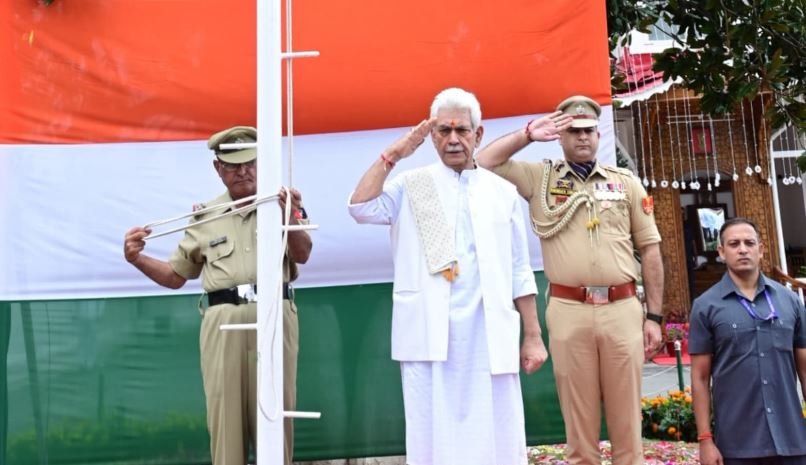 Lieutenant Governor Hoists National Flag at Raj Bhavan in Srinagar on the 79th Independence Day