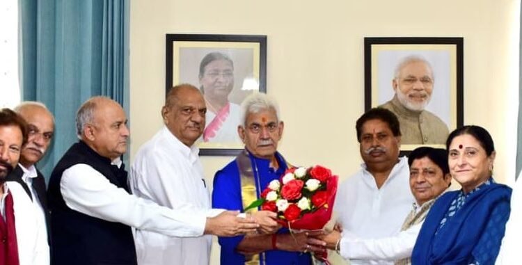 High-level delegation of JKPCC meets L.G. submits memorandum, seeks one lakh cr relief package from centre, declaring it as a national disaster