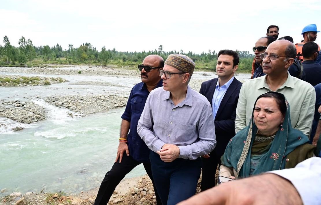 CM Omar Abdullah visits Kulgam to assess flood damage and oversee restoration efforts following heavy rains in the district