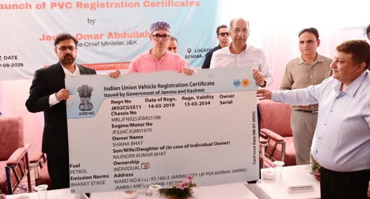 CM Omar Abdullah inaugurates Transport Bhawan at Bemina, launches new PVC Registration card