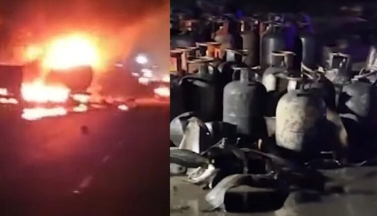 Jaipur-Ajmer Highway Blaze: Over 40 Gas Cylinders Explode Following Road Accident