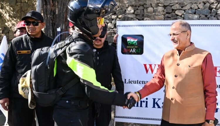 LG Kavinder flags off solo motorbike expedition ‘Mission Bharat’ from Kargil