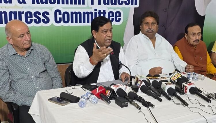 Congress seeks action against erring officials of Nagrota Assembly for disruption in Block Congress Offices